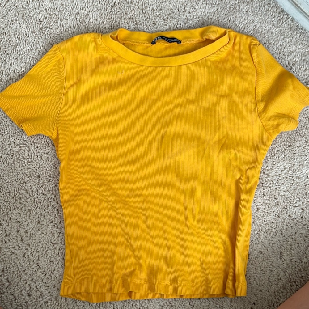 Zara Ribbed Crop Shirt